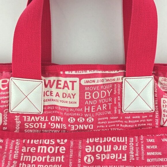 Lululemon Rare Manifesto Canvas Shoulder Bag Pink White Print + Washable Pouch - Picture 4 of 16